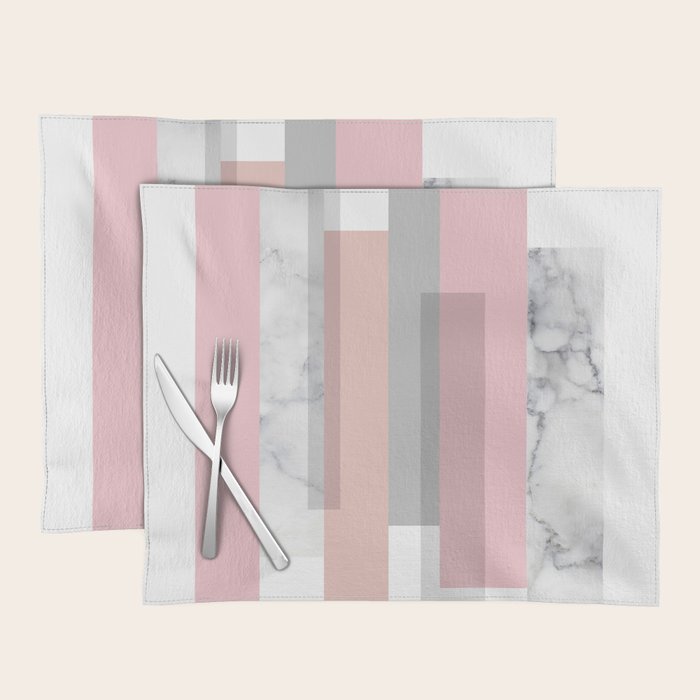 Stripes in blush and marble Placemat Gallery Image 1