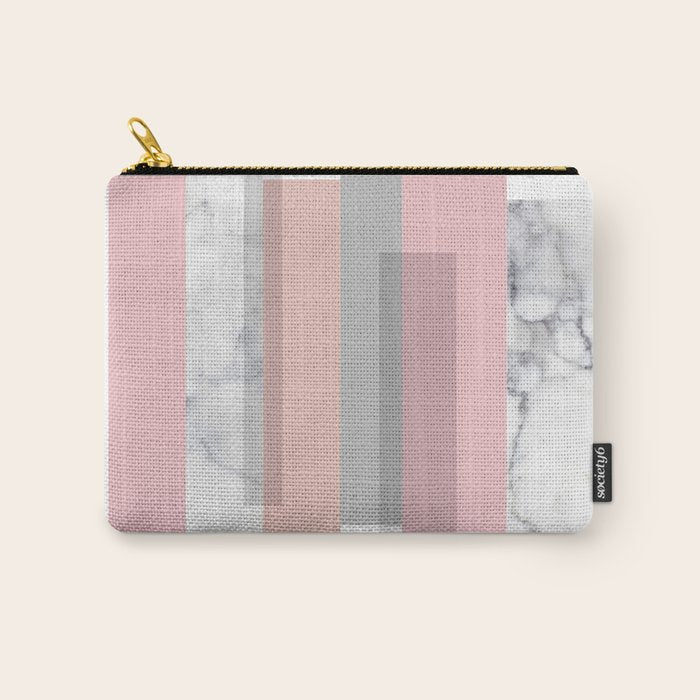 Stripes in blush and marble Carry All Pouch Gallery Image 1