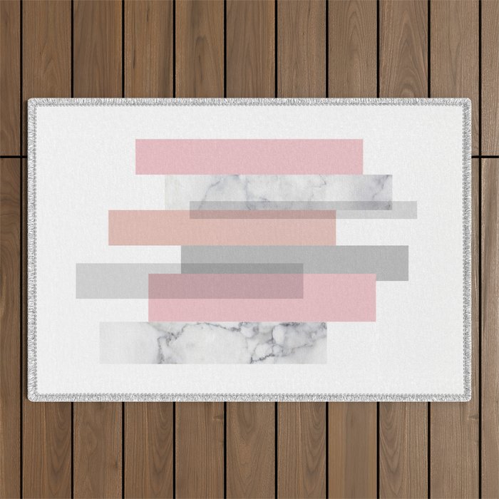 Stripes in blush and marble Outdoor Rug Gallery Image 1