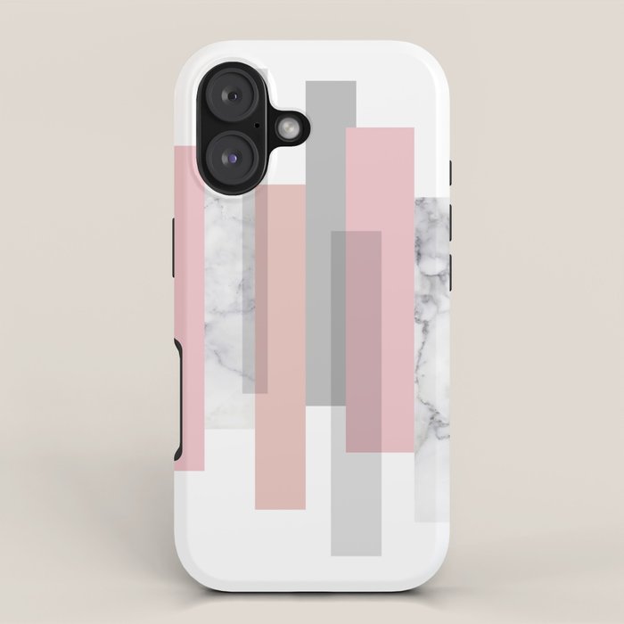 Stripes in blush and marble iPhone Case Gallery Image 1