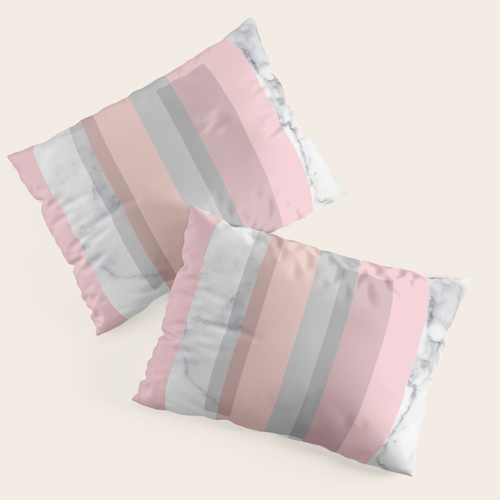 Stripes in blush and marble Pillow Sham Gallery Image 1