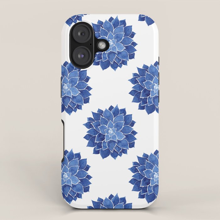 Indigo Succulent |  Watercolor Painting iPhone Case Gallery Image 1