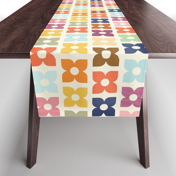 Retro Nostalgic Pastel Flowers Table Runner Gallery Image 1