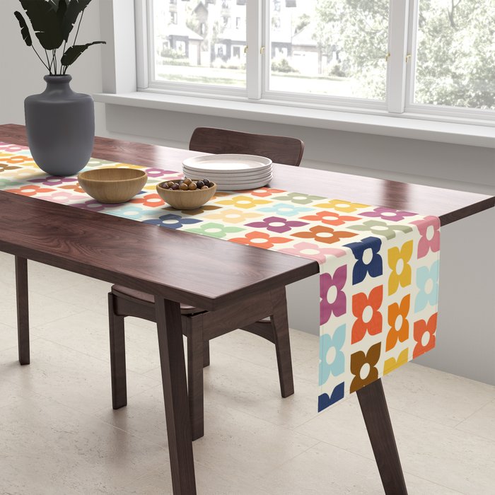 Retro Nostalgic Pastel Flowers Table Runner Gallery Image 2