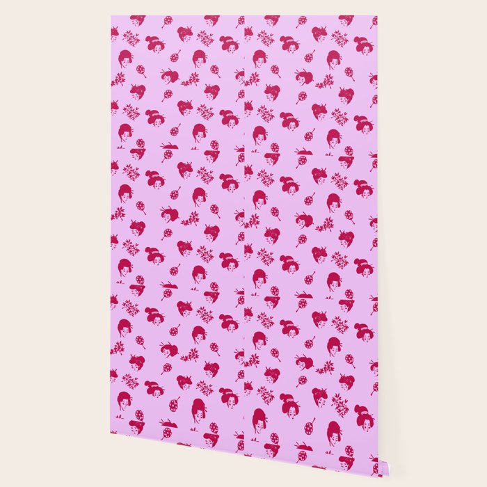 Red and pink Japanese pattern Wallpaper Gallery Image 2