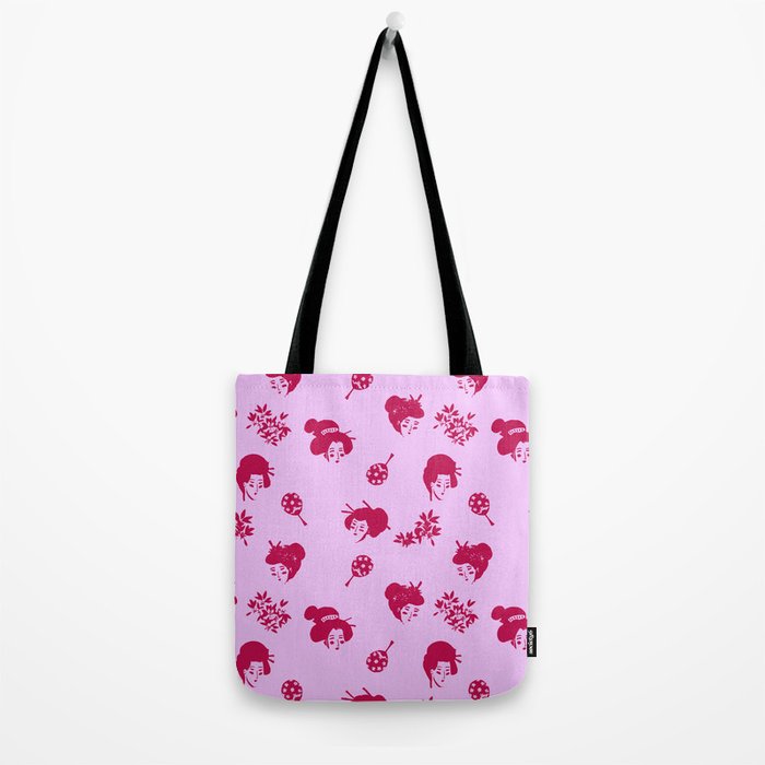 Red and pink Japanese pattern Tote Bag Gallery Image 2