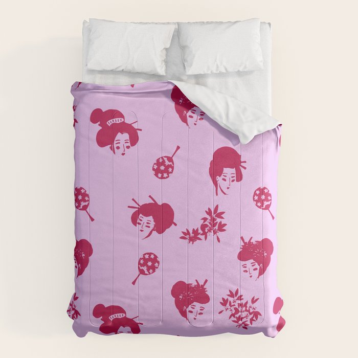 Red and pink Japanese pattern Comforter Gallery Image 1