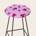 Red and pink Japanese pattern Stool Gallery Image 2