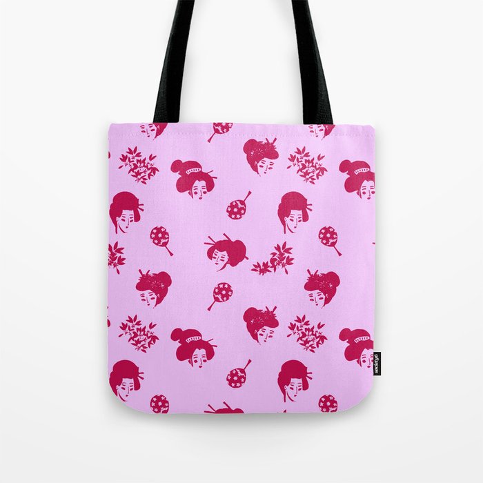 Red and pink Japanese pattern Tote Bag Gallery Image 1