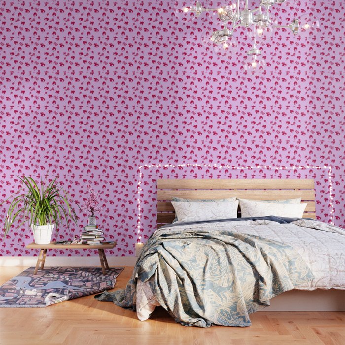 Red and pink Japanese pattern Wallpaper Gallery Image 1