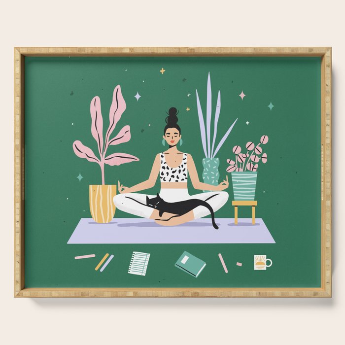 Meditating Cat Serving Tray Gallery Image 1