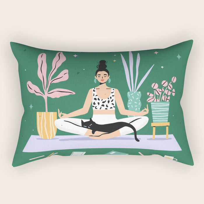 Meditating Cat Rectangular Pillow Gallery Image 2