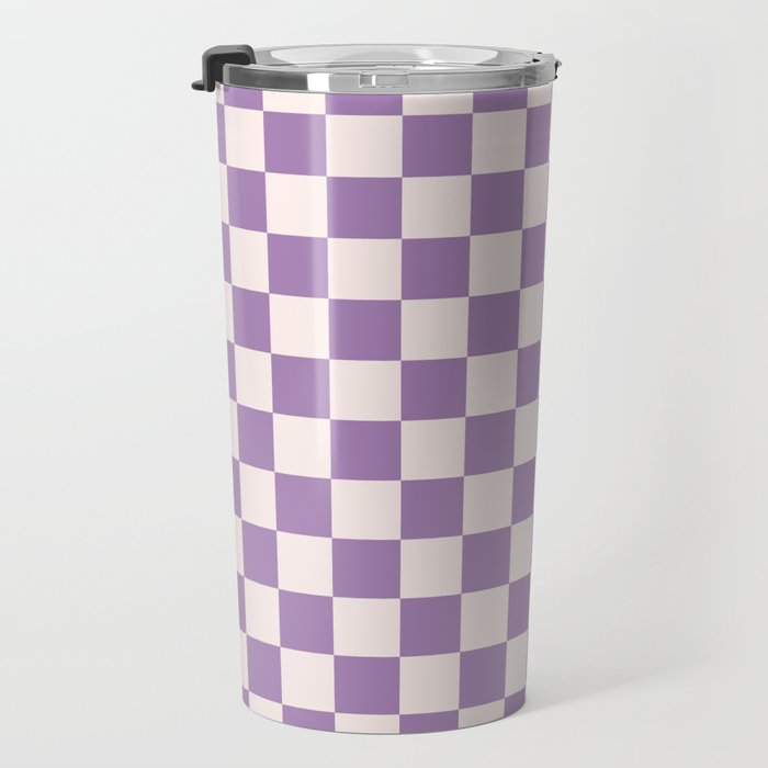 Checkerboard Mini Check Pattern in Light Purple  Travel Mug Gallery Image 3