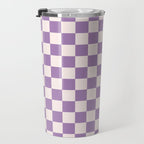 Checkerboard Mini Check Pattern in Light Purple  Travel Mug Gallery Image 3