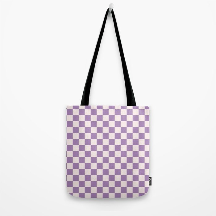 Checkerboard Mini Check Pattern in Light Purple  Tote Bag Gallery Image 2