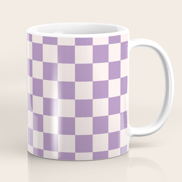 Checkerboard Mini Check Pattern in Light Purple  Coffee Mug Gallery Image 1