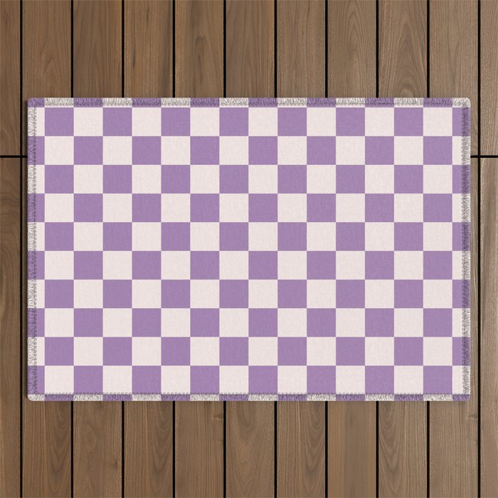 Checkerboard Mini Check Pattern in Light Purple  Outdoor Rug Gallery Image 1