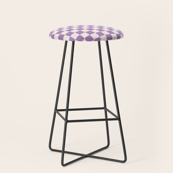 Checkerboard Mini Check Pattern in Light Purple  Stool Gallery Image 1