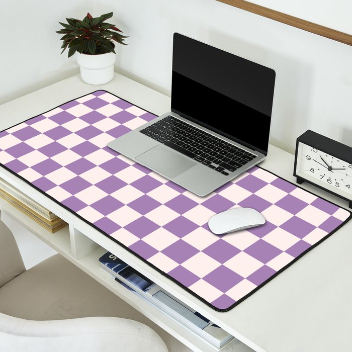 Checkerboard Mini Check Pattern in Light Purple  Desk Mat Gallery Image 2