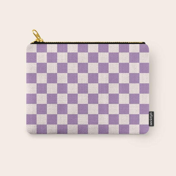 Checkerboard Mini Check Pattern in Light Purple  Carry All Pouch Gallery Image 1