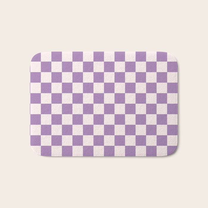 Checkerboard Mini Check Pattern in Light Purple  Bath Mat Gallery Image 1