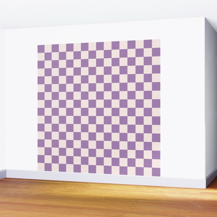Checkerboard Mini Check Pattern in Light Purple  Wall Mural Gallery Image 2
