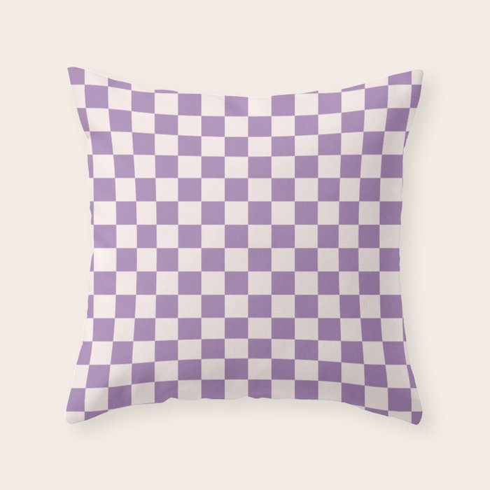 Checkerboard Mini Check Pattern in Light Purple  Throw Pillow Gallery Image 6