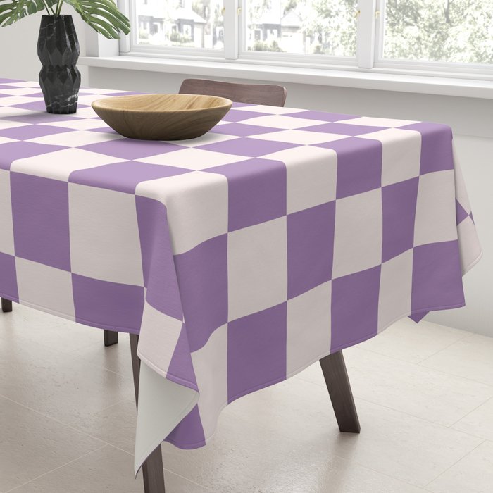 Checkerboard Mini Check Pattern in Light Purple  Tablecloth Gallery Image 3