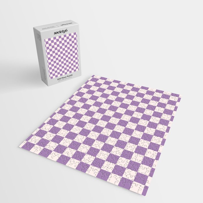 Checkerboard Mini Check Pattern in Light Purple  Jigsaw Puzzle Gallery Image 2