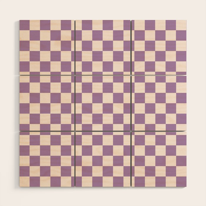 Checkerboard Mini Check Pattern in Light Purple  Wood Wall Art Gallery Image 1