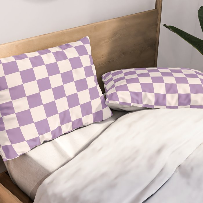 Checkerboard Mini Check Pattern in Light Purple  Pillow Sham Gallery Image 2