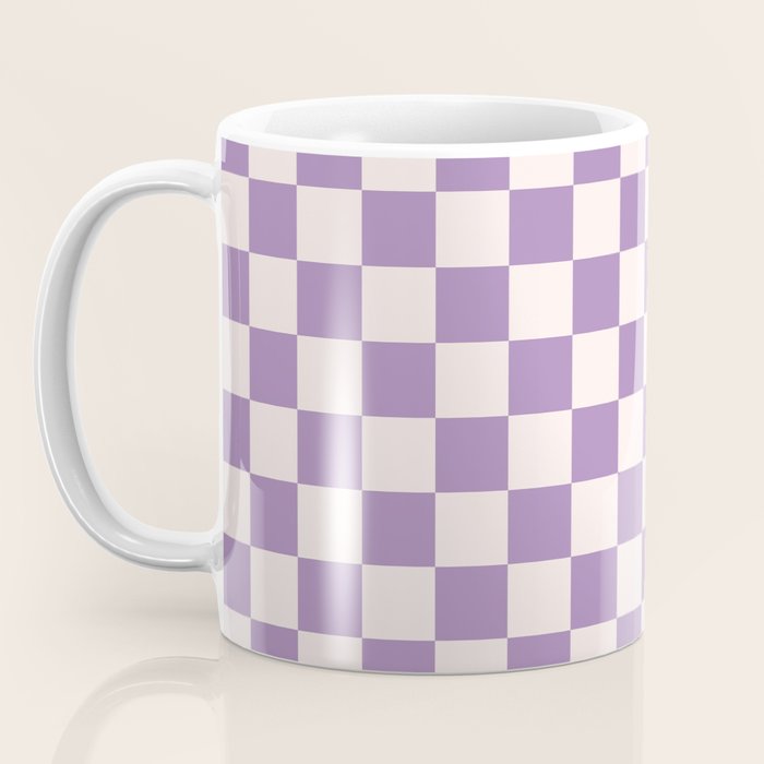 Checkerboard Mini Check Pattern in Light Purple  Coffee Mug Gallery Image 3