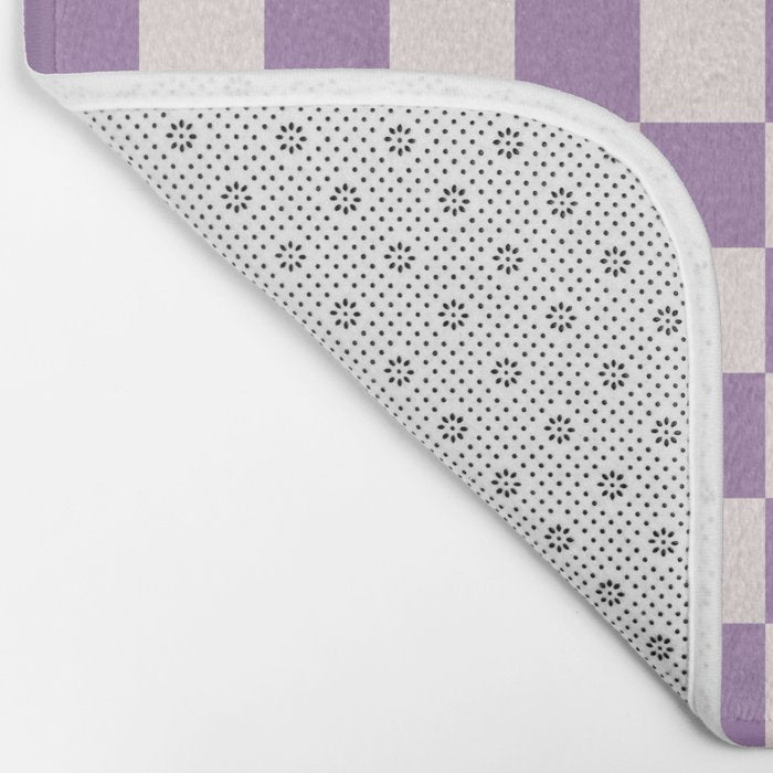 Checkerboard Mini Check Pattern in Light Purple  Bath Mat Gallery Image 2