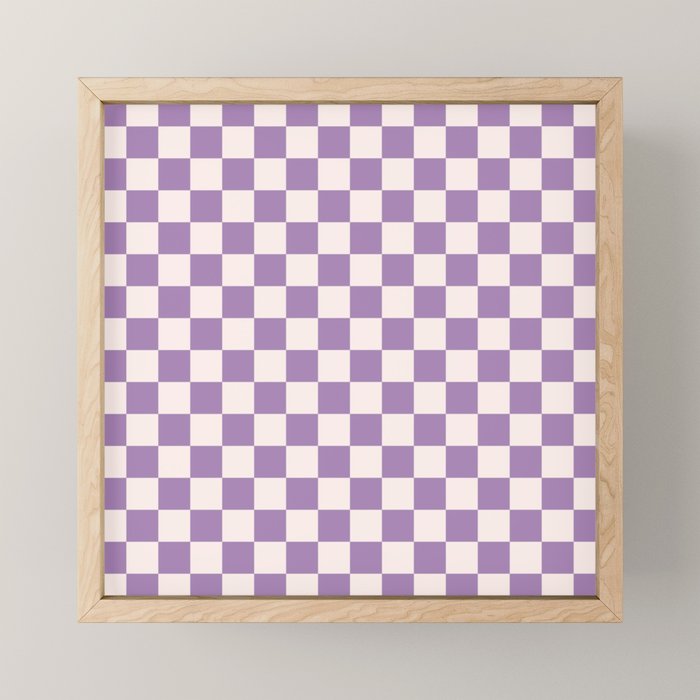 Checkerboard Mini Check Pattern in Light Purple  Mini Art Print Gallery Image 1