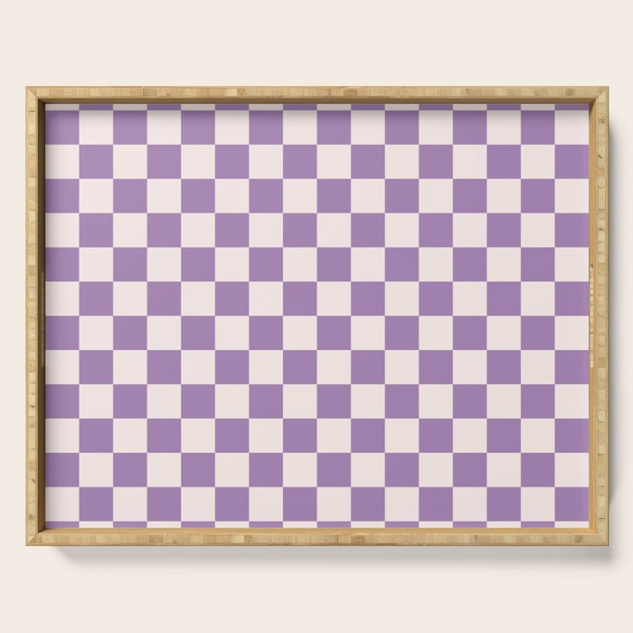 Checkerboard Mini Check Pattern in Light Purple  Serving Tray Gallery Image 1
