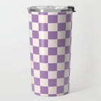 Checkerboard Mini Check Pattern in Light Purple  Travel Mug Gallery Image 2