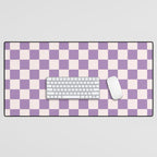 Checkerboard Mini Check Pattern in Light Purple  Desk Mat Gallery Image 1