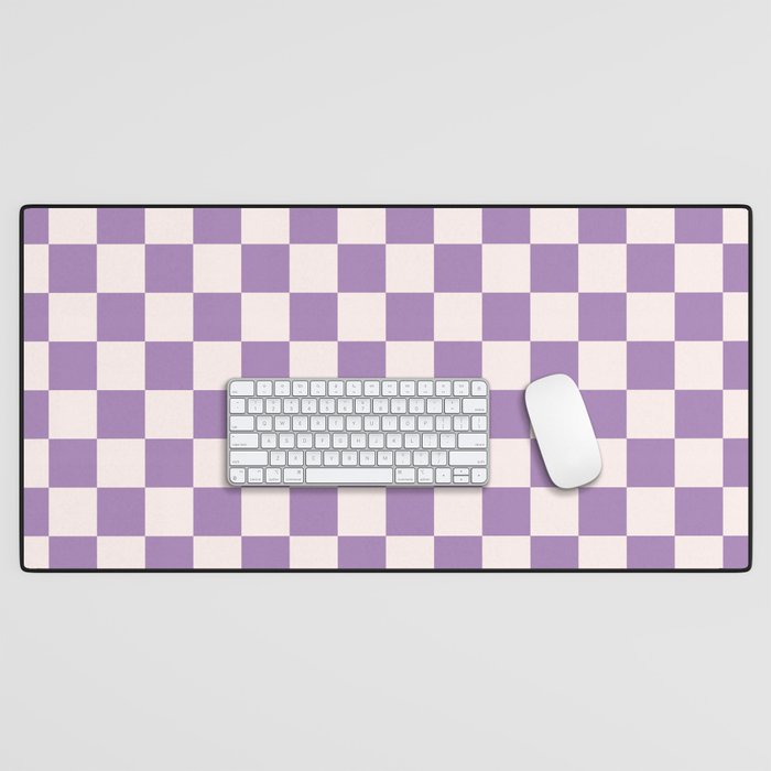 Checkerboard Mini Check Pattern in Light Purple  Desk Mat Gallery Image 1