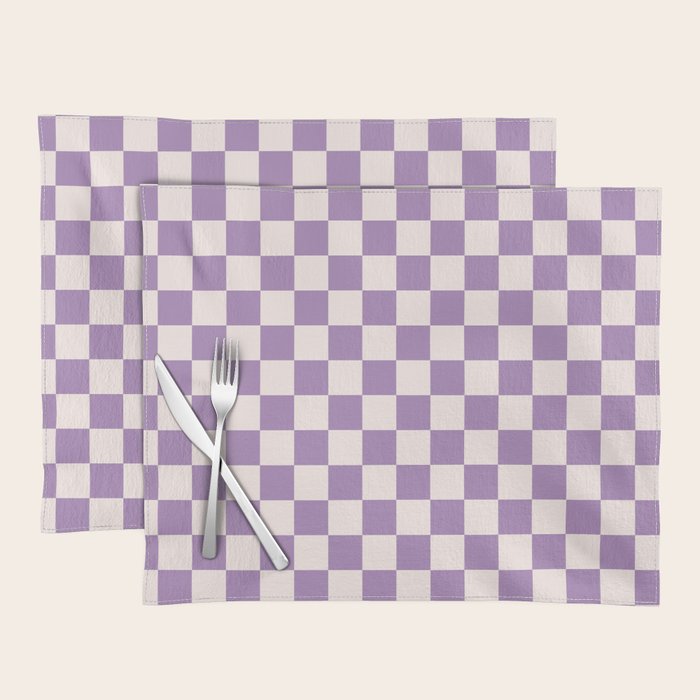 Checkerboard Mini Check Pattern in Light Purple  Placemat Gallery Image 1