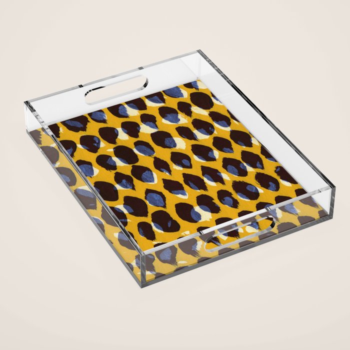 Pure Strokes #1 / Yellow & Blue Pattern Acrylic Tray Gallery Image 1