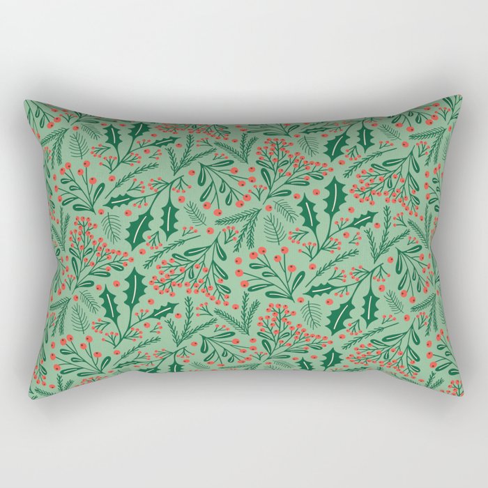 Winter Holiday Floral Rectangular Pillow Gallery Image 2