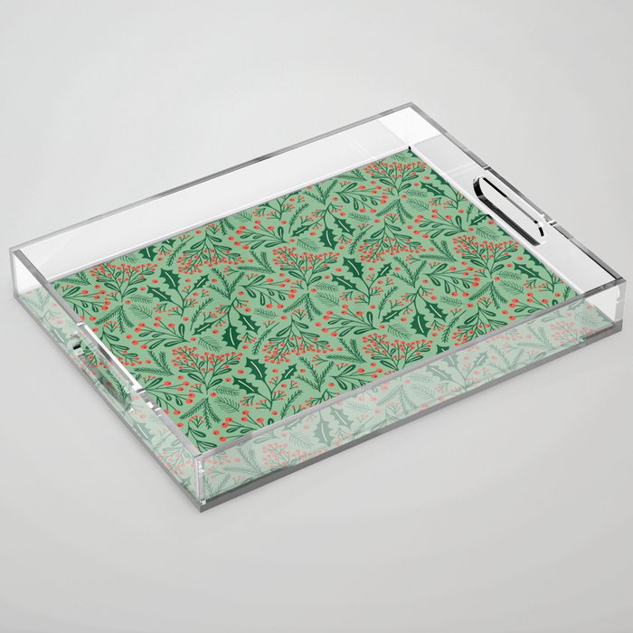 Winter Holiday Floral Acrylic Tray Gallery Image 1
