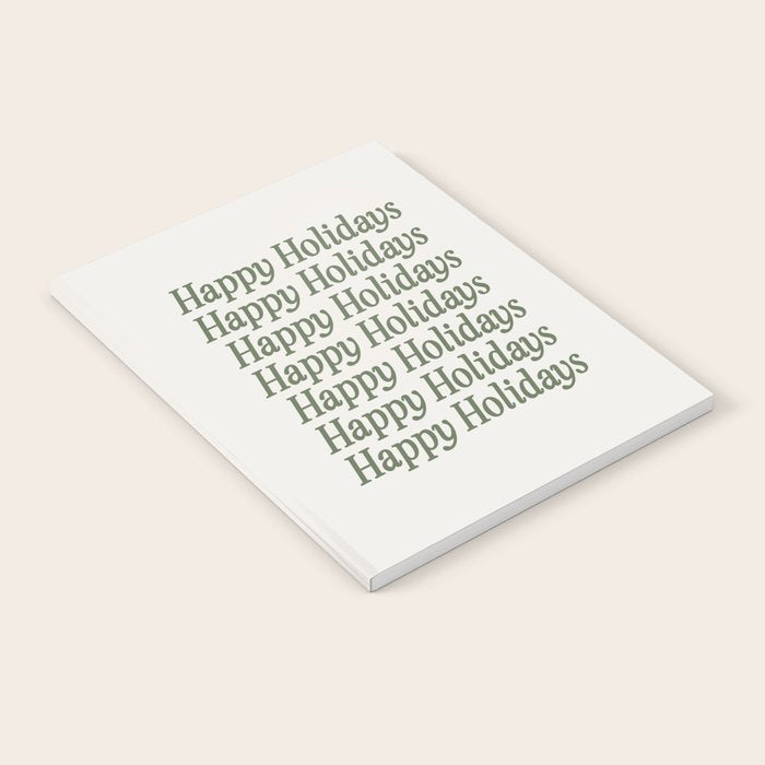 Happy Holidays Muted Green On Cream Notebook Gallery Image 2