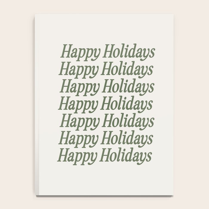 Happy Holidays Muted Green On Cream Notebook Gallery Image 4