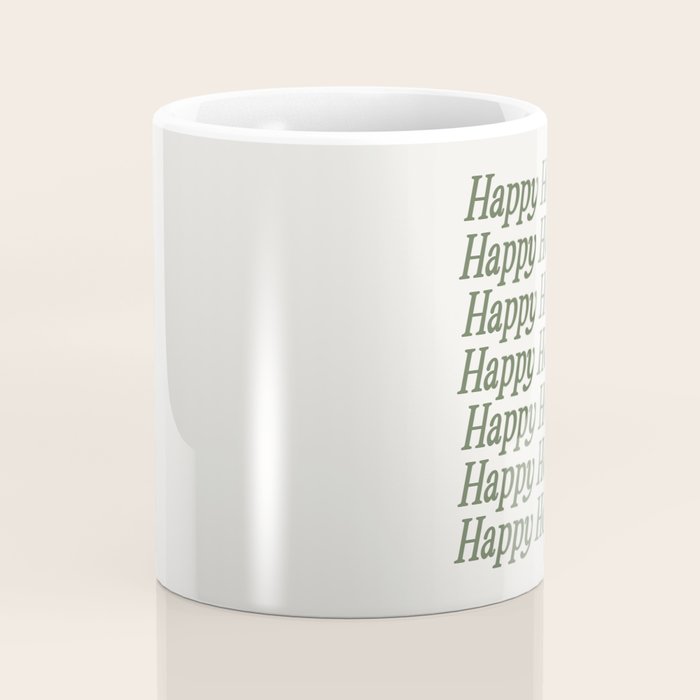 Happy Holidays Muted Green On Cream Coffee Mug Gallery Image 4