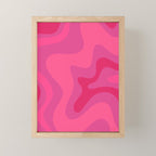 Hot Pink Maximalist Retro Liquid Swirl Abstract Pattern Square Mini Art Print Gallery Image 1