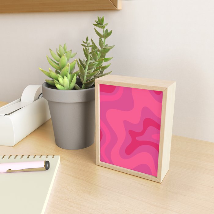 Hot Pink Maximalist Retro Liquid Swirl Abstract Pattern Square Mini Art Print Gallery Image 2