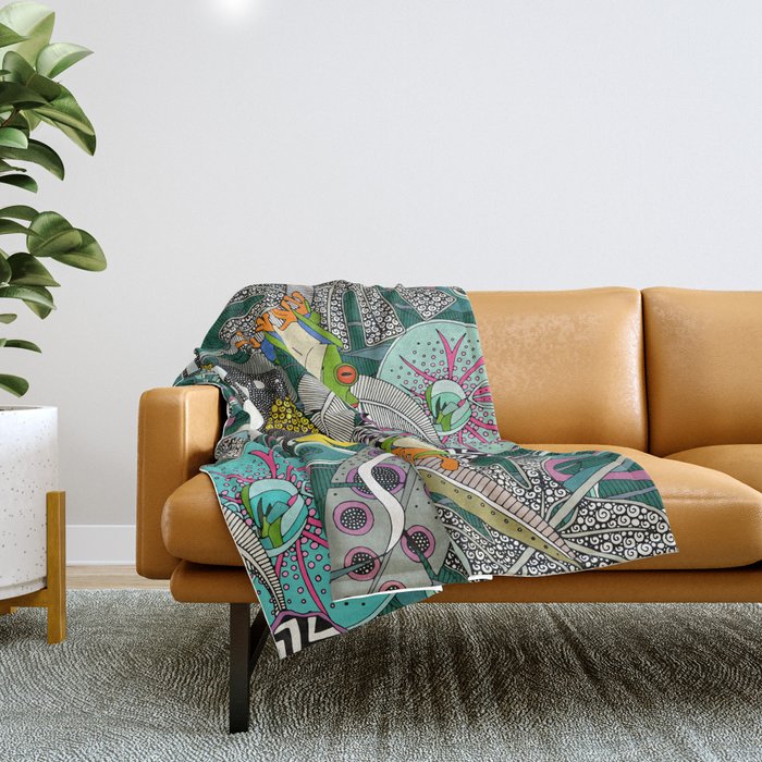 ASHA green Throw Blanket Gallery Image 1