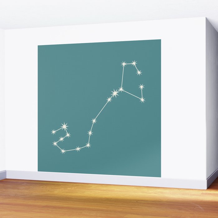 Scorpio Zodiac Star Constellation Line Art Teal Wall Mural Gallery Image 2