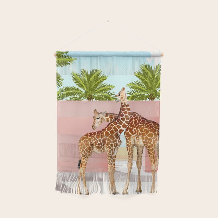 Giraffe Villa | Contemporary Modern Architecture Digital Graphic Art | Wildlife Animals Palm Exotic Wall Hanging Gallery Image 1